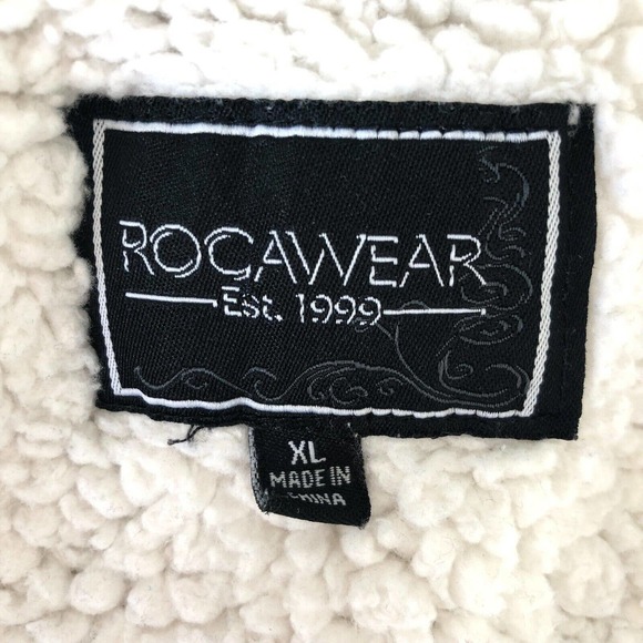 Rocawear Women's Sherpa Hoodie Jacket XL Faux Fur Lined Cotton Fleece Full Zip - Picture 4 of 13